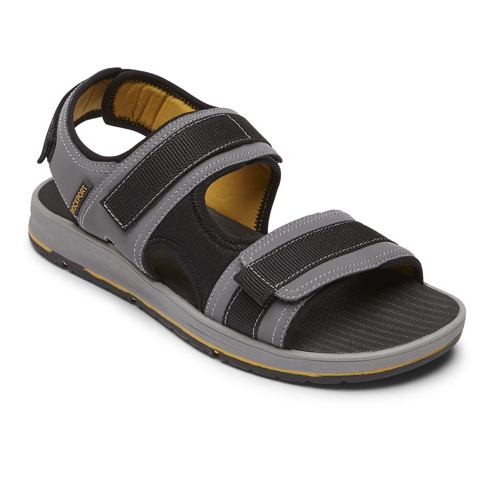 Rockport Sandals For Mens Grey - Lucky Bay Sport 3 Strap - YZ2395670